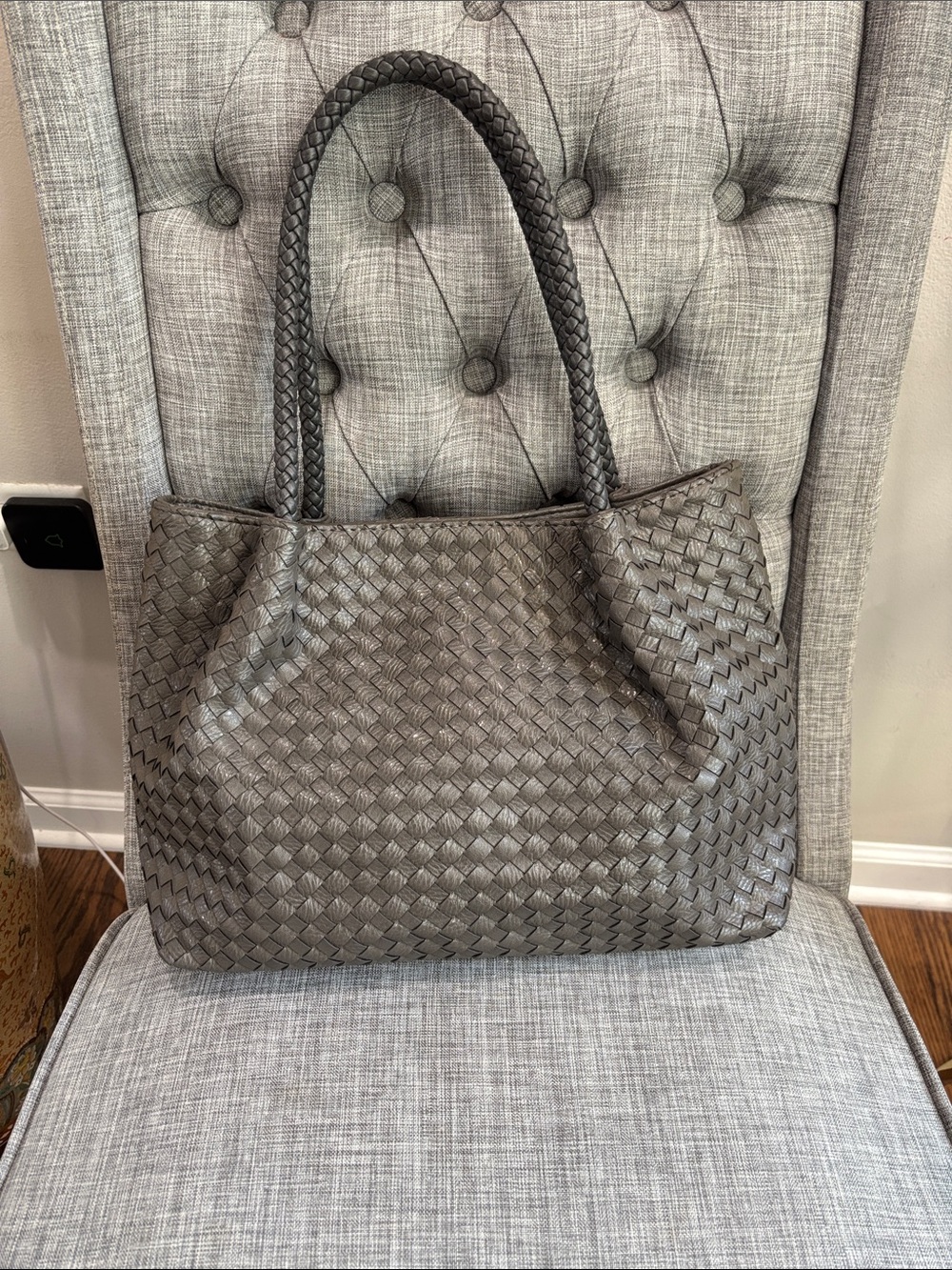 Woven Tote Bag - Gray
